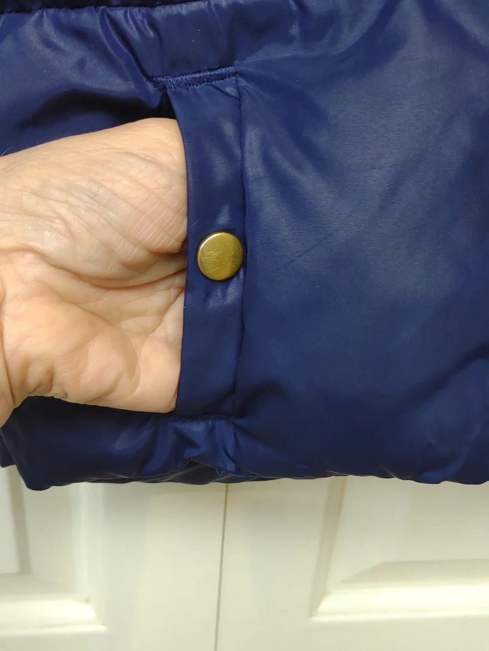 H&M Kids Full Zip Navy Blue Gold Button Snap Detail Front Pockets Puffer Jacket